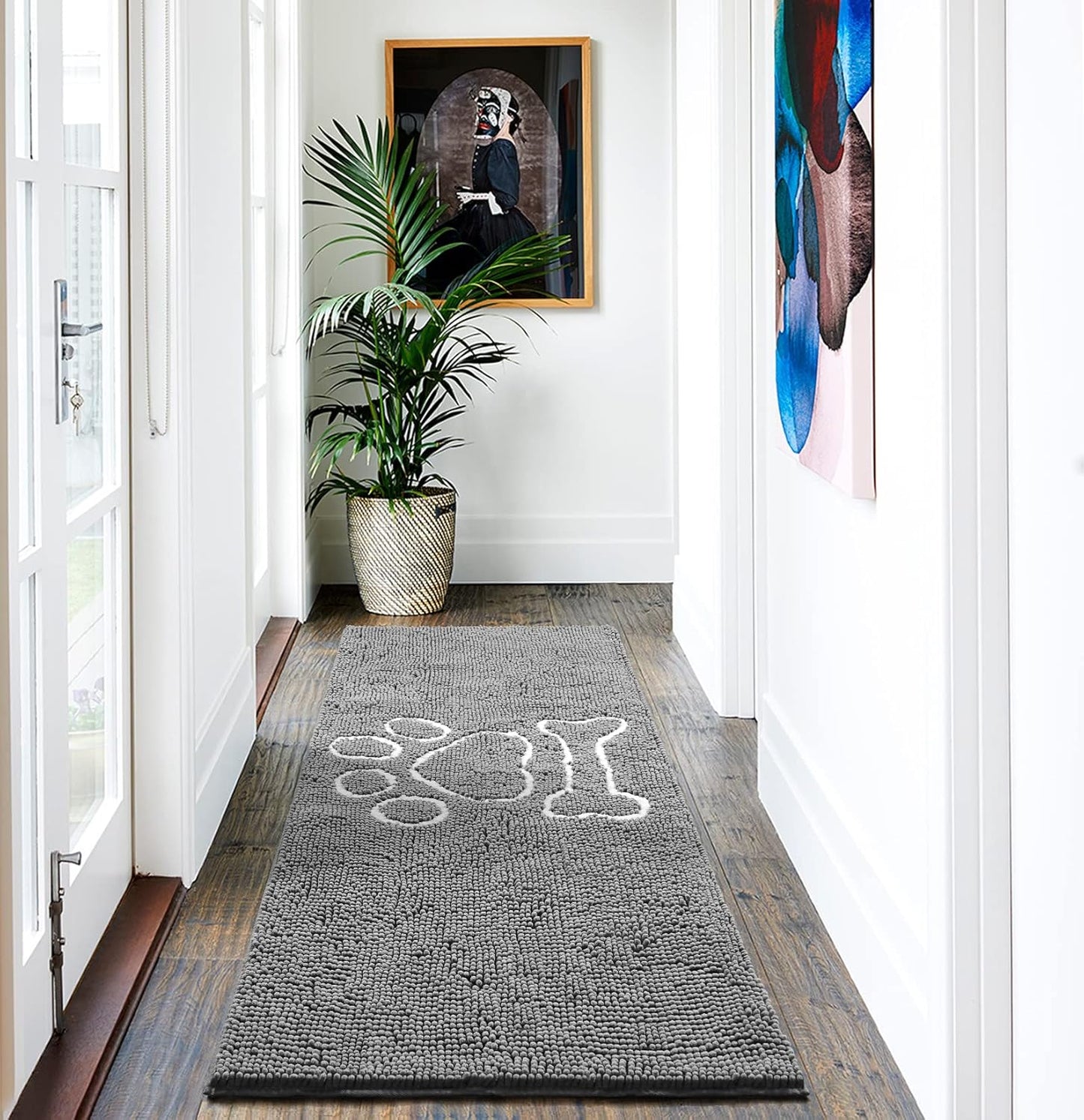 AROGAN Indoor Doormat 60x24 Absorbent Non Slip Chenille Mat