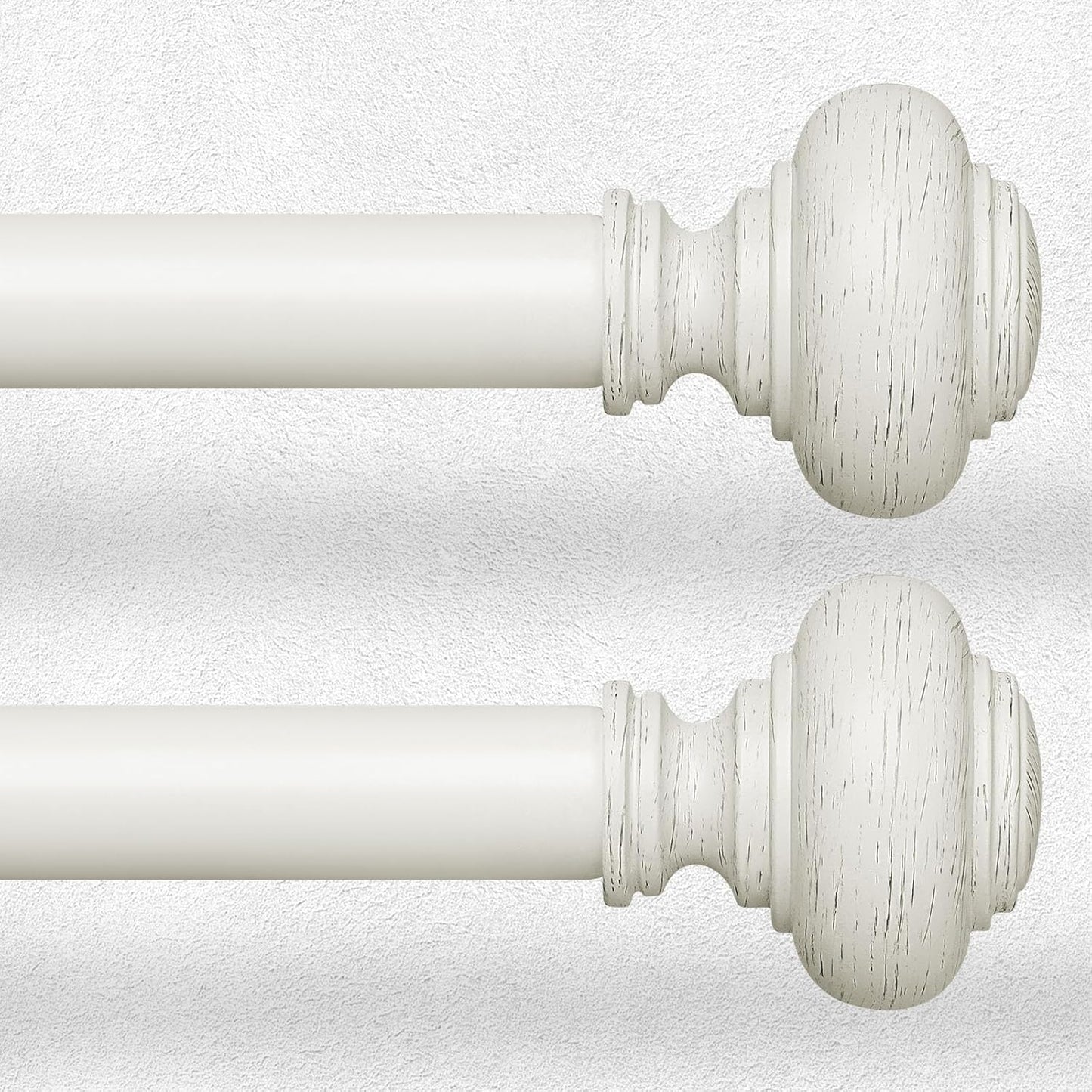 Antique White Curtain Rods for Windows 30 to 56 Inch, 2 Pack