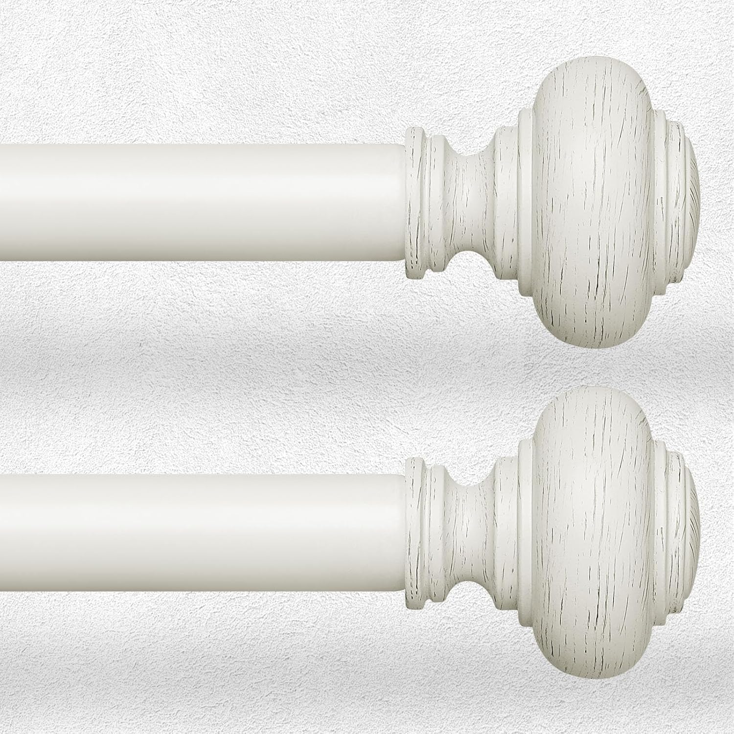 Antique White Curtain Rods for Windows 30 to 56 Inch, 2 Pack