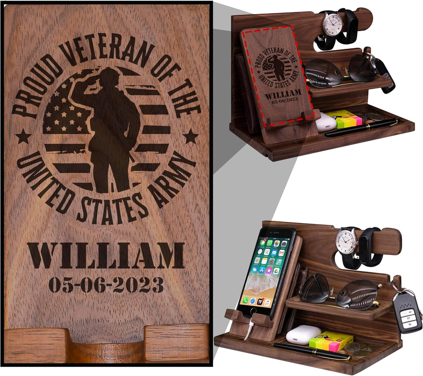 Personalized Veteran Desk Organizer - BOBI CARE