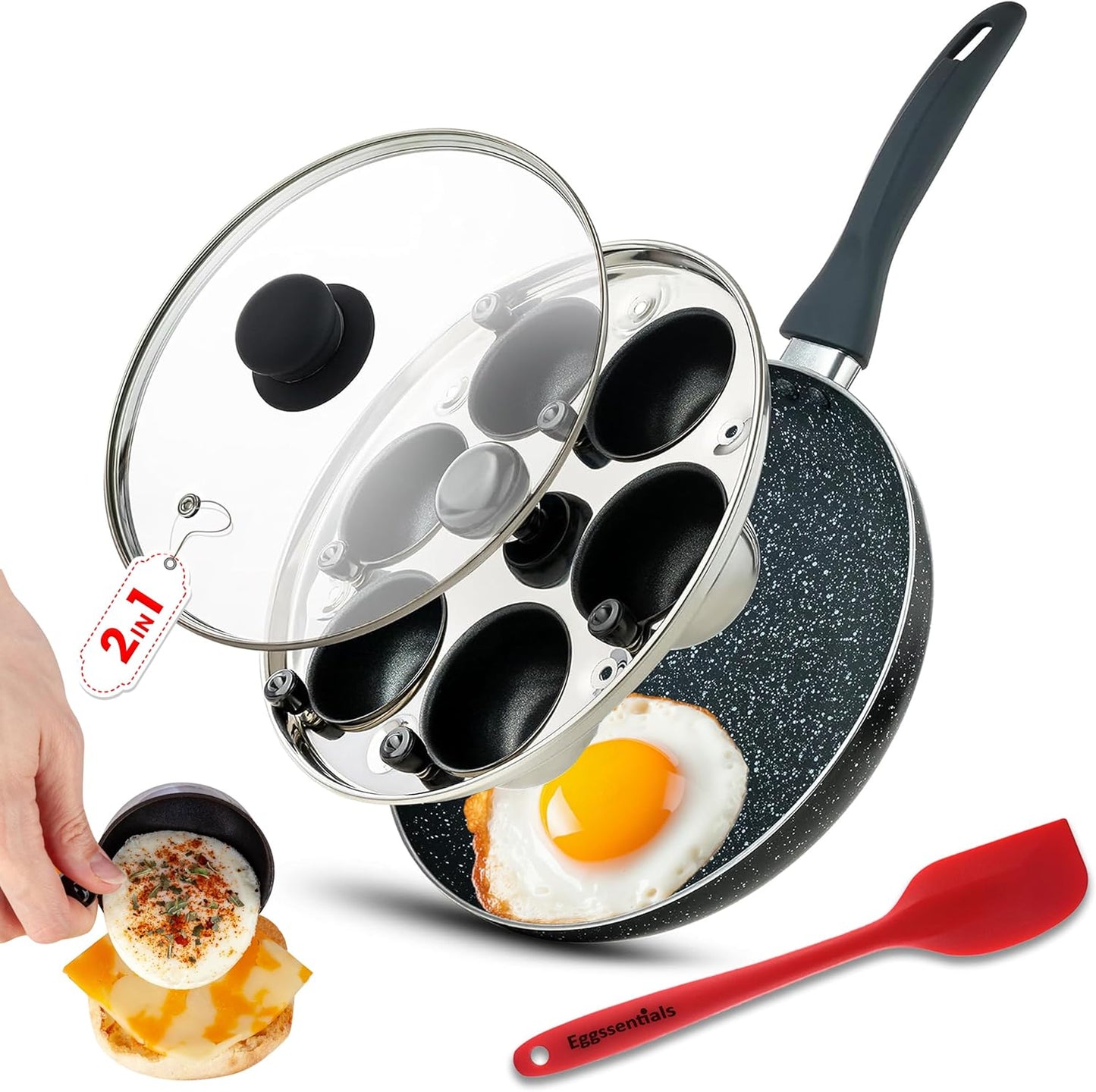 Eggssentials 2 IN 1 Egg Poacher Pan for Perfect Breakfasts