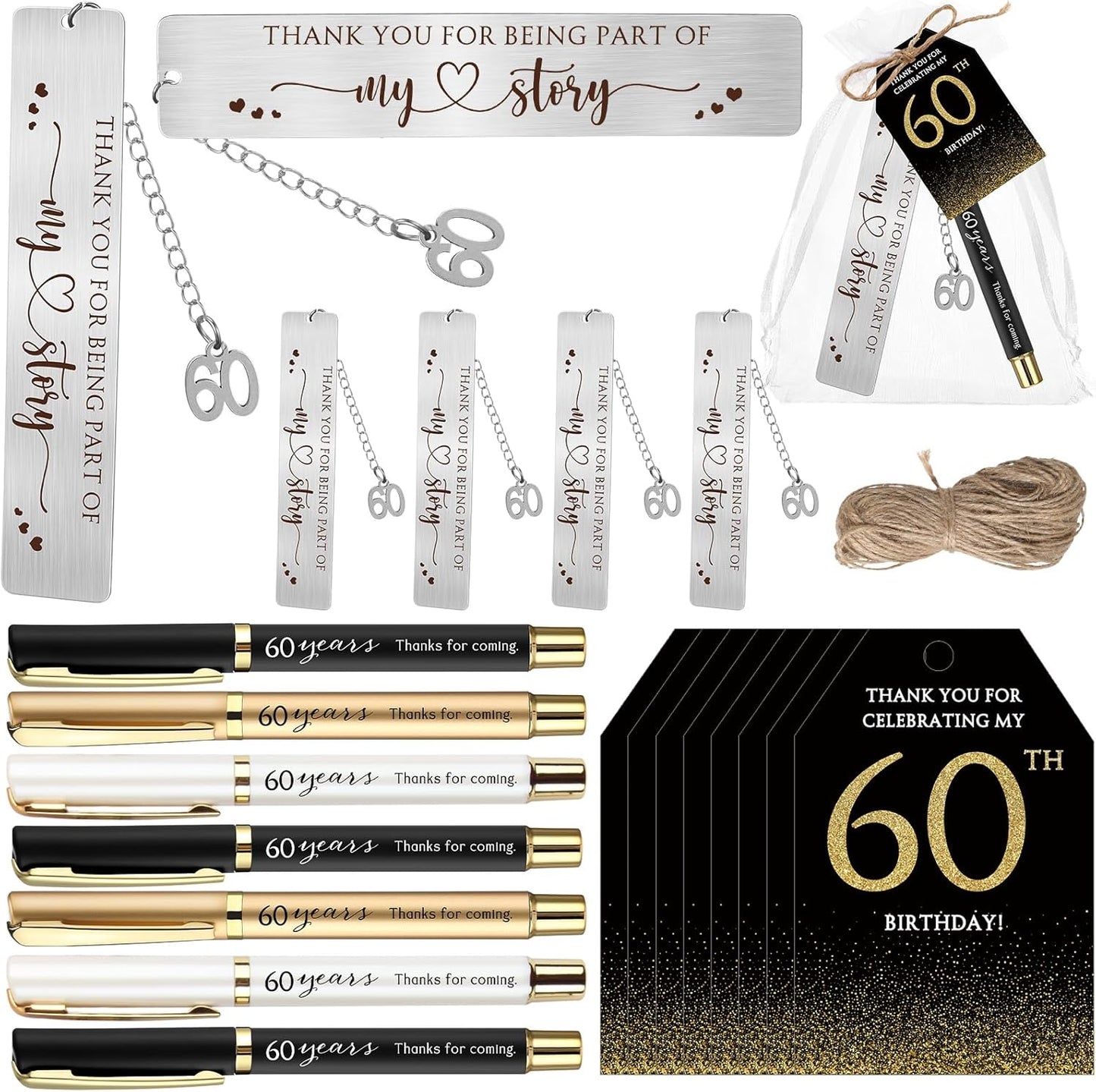 25 Sets 60th Birthday Favors for Guests with Organza Bags