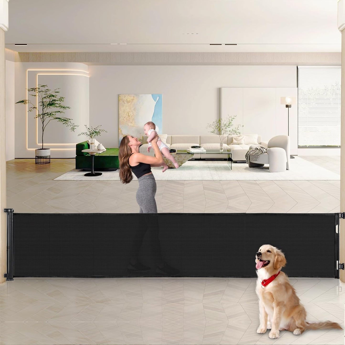 Retractable Baby Gates for Large Openings - 140 Inch Safety Gate
