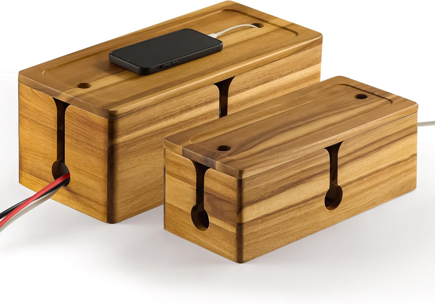 Acacia Cable Organizer Box Set - Tidy Cords in Style!