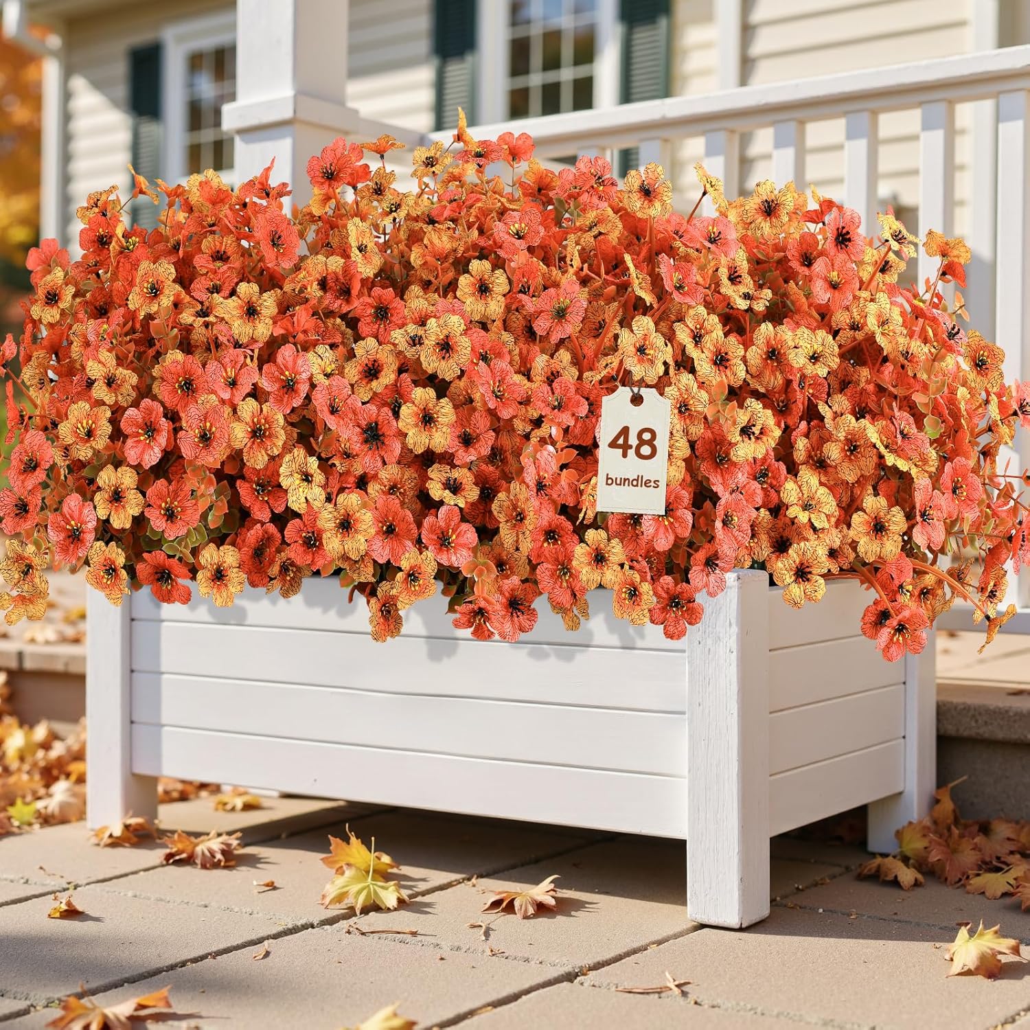 48 Bundles Artificial Fall Mums Flowers for Outdoor Decor