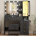 Vanity Desk with Mirror and Lights - Makeup Table with Charging