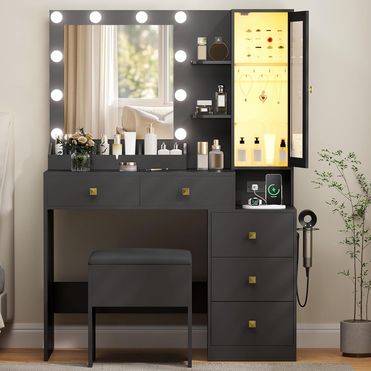 Vanity Desk with Mirror and Lights for Glamorous Makeup