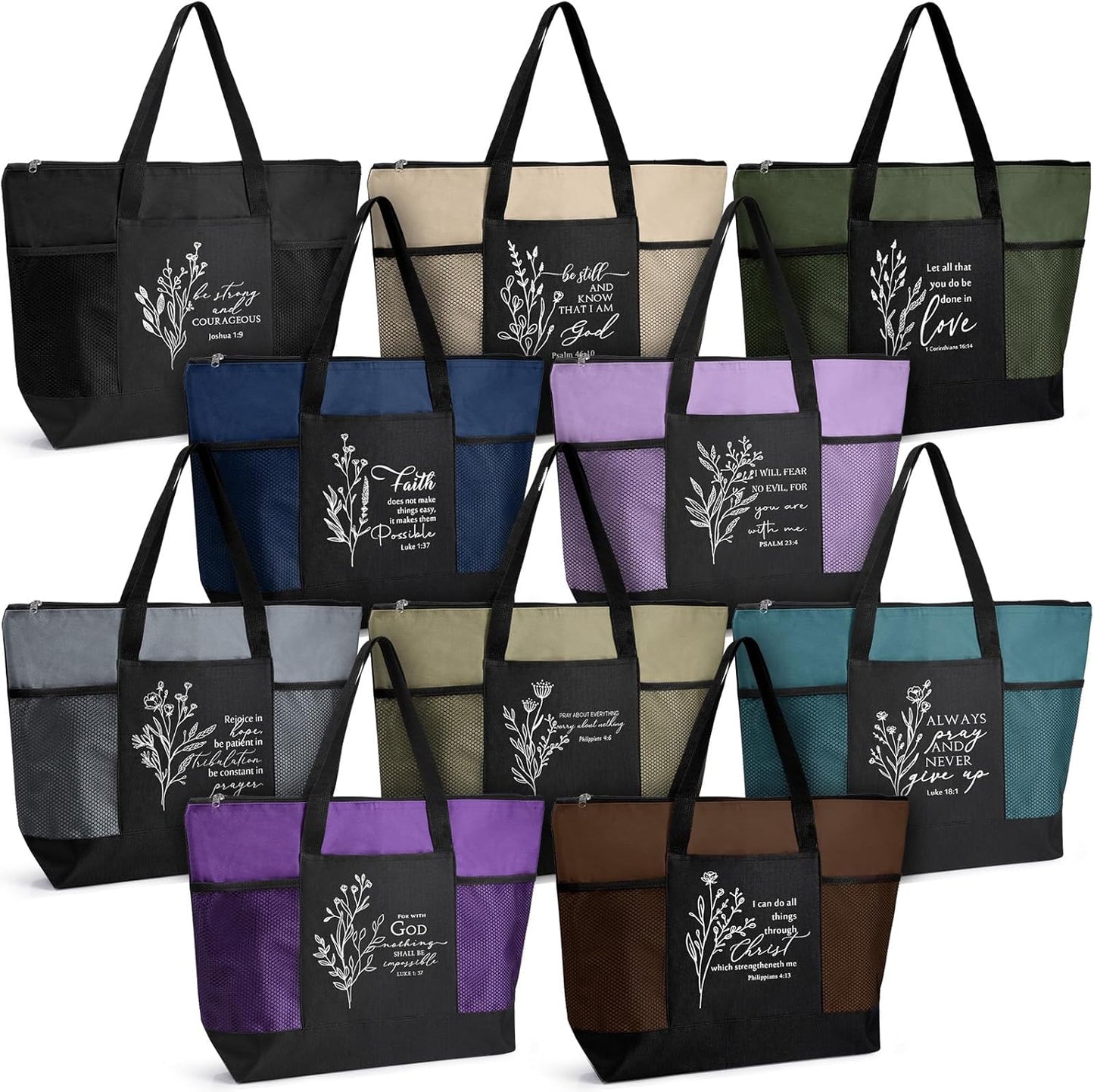 Paterr 10 Pcs Christian Tote Bags Bulk for Bible Study Gifts
