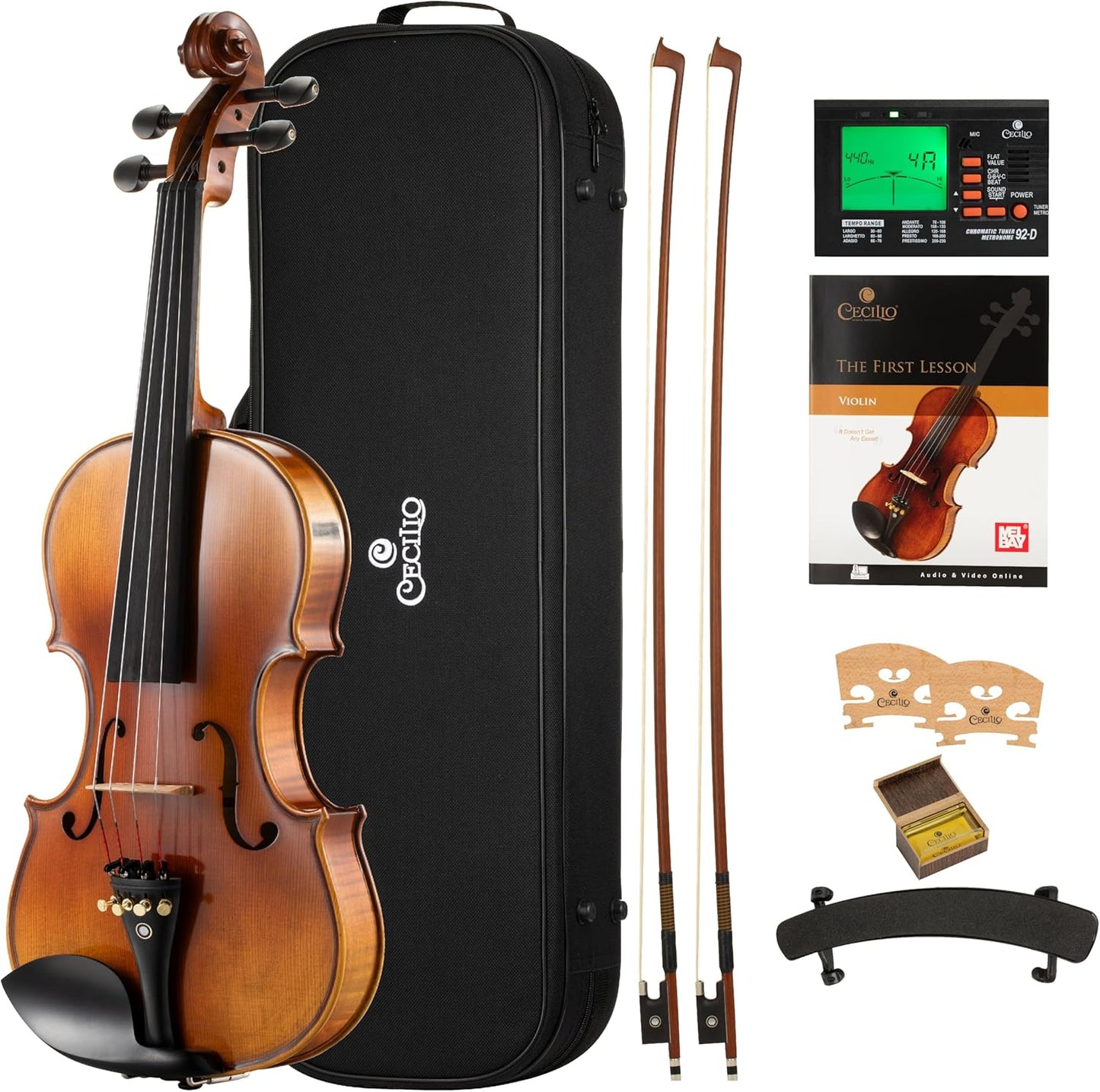 Cecilio 4/4 Full Size Violin Kit with Premium Accessories