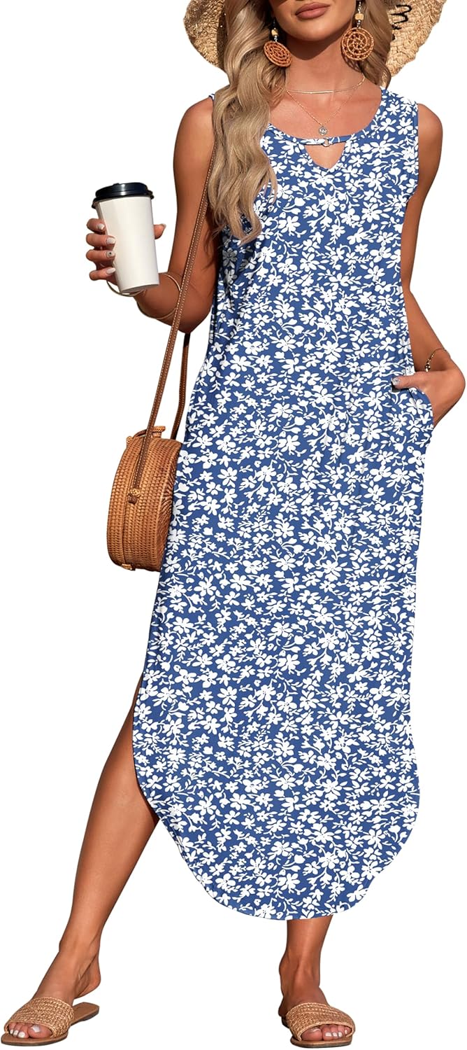 MISFAY Women's Summer Maxi Dress with Pockets for Beach Fun