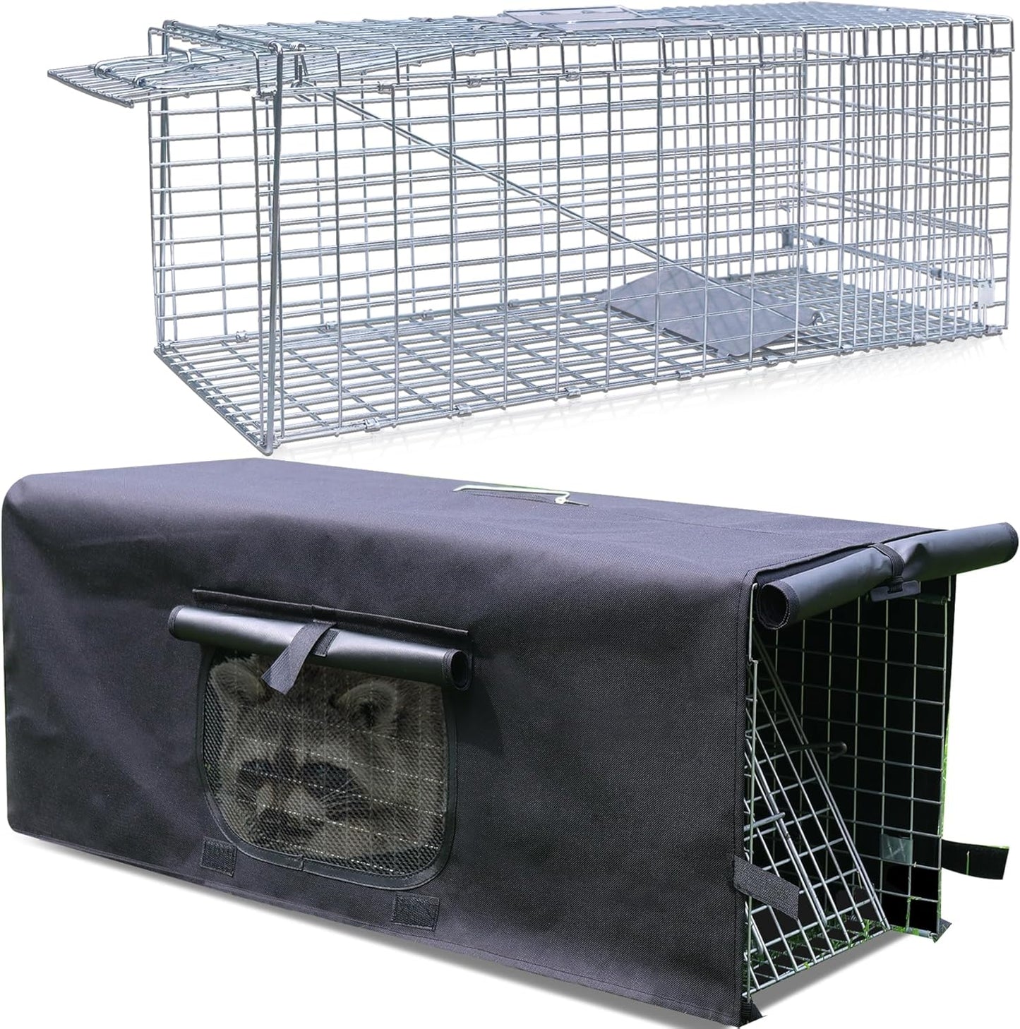 Live Animal Trap Cage with Cover for Raccoon and Squirrel