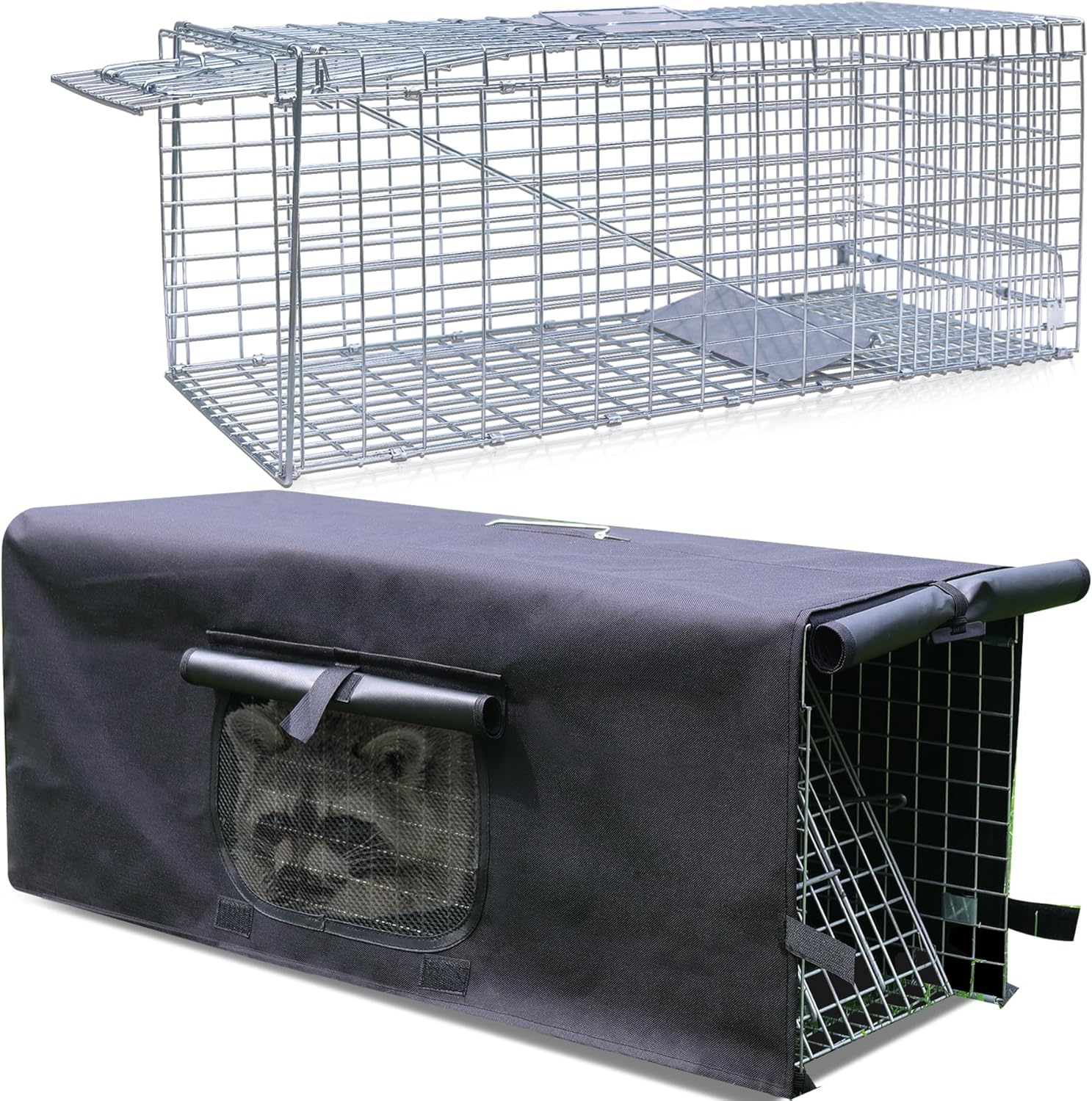 Live Animal Trap Cage with Cover for Raccoon and Squirrel
