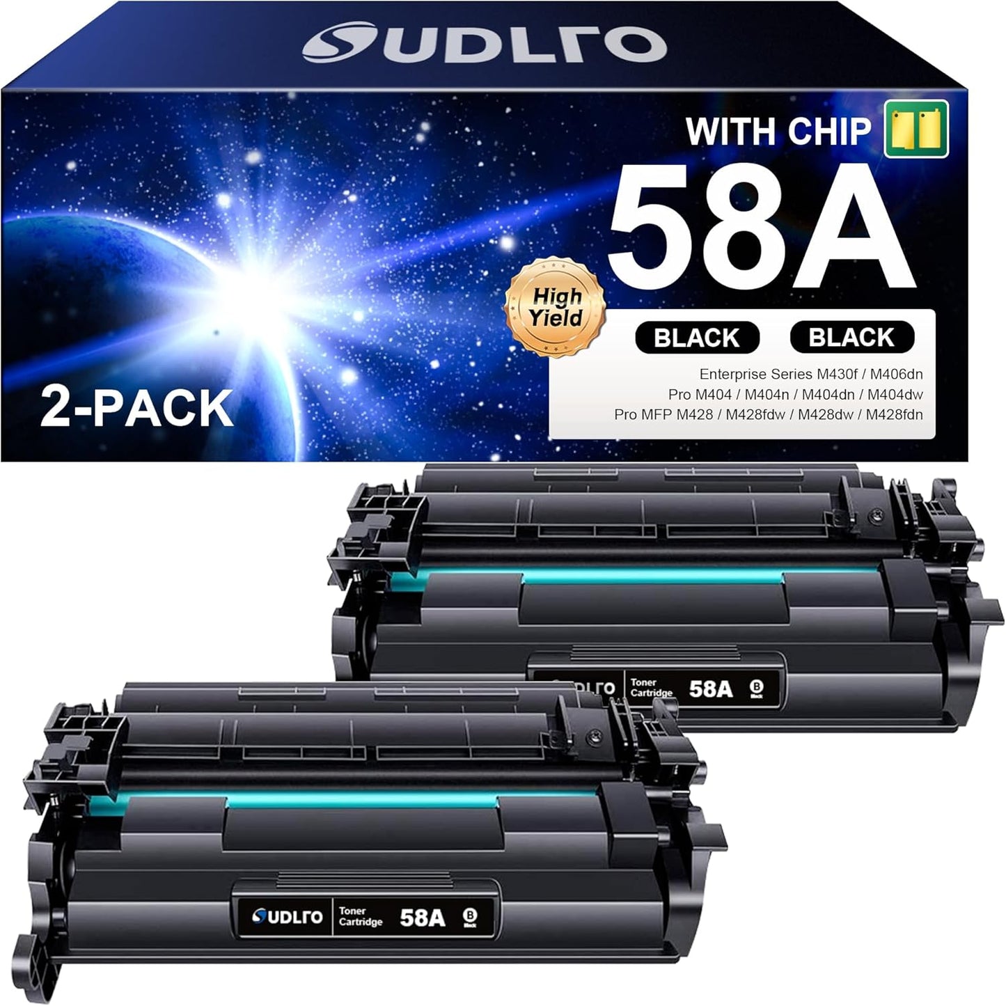 SUDLTO 58A Toner Cartridge Replacement for HP Printers - 2 Pack