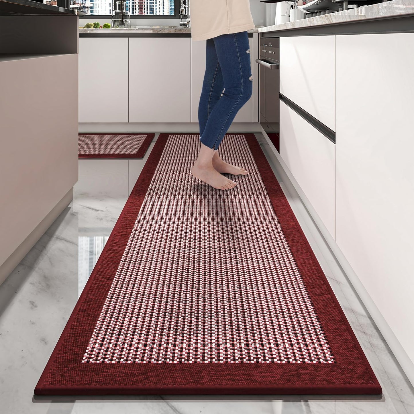 PADOOR Non Slip Kitchen Rugs Set of 2 for Christmas Decor