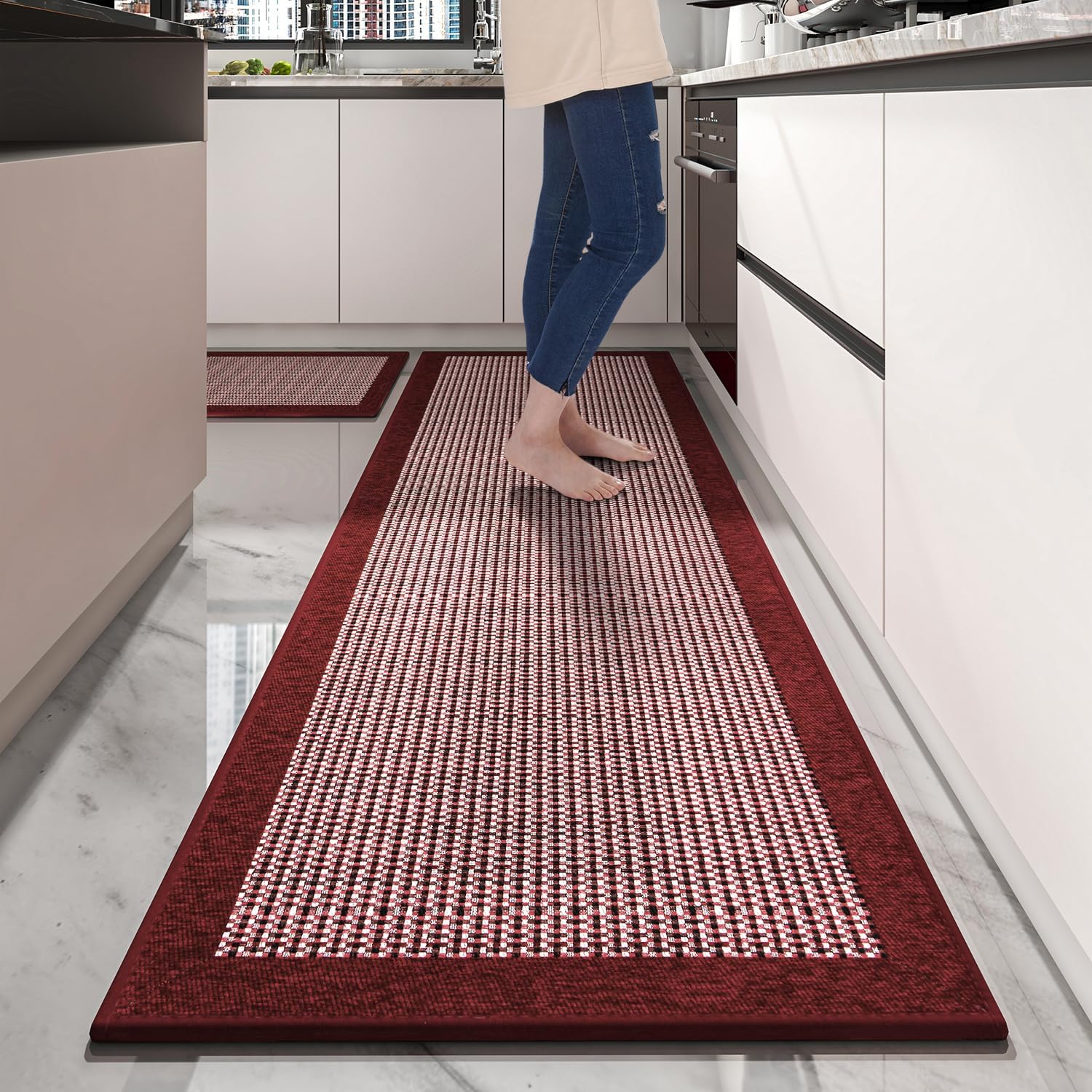 PADOOR Non Slip Kitchen Rugs Set of 2 for Christmas Decor