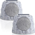 Wireless Solar Rock Speakers 2-Pack w/ RGB Lights for Outdoor Parties