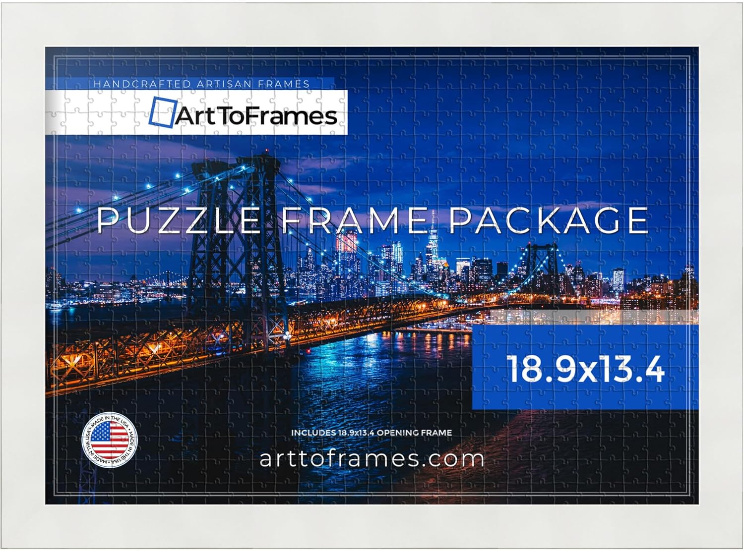 ArtToFrames 18.9x13.4 Inch White Frame for 500 Piece Puzzles
