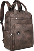 Leather Laptop Backpack for Women - Stylish Retro Coffee