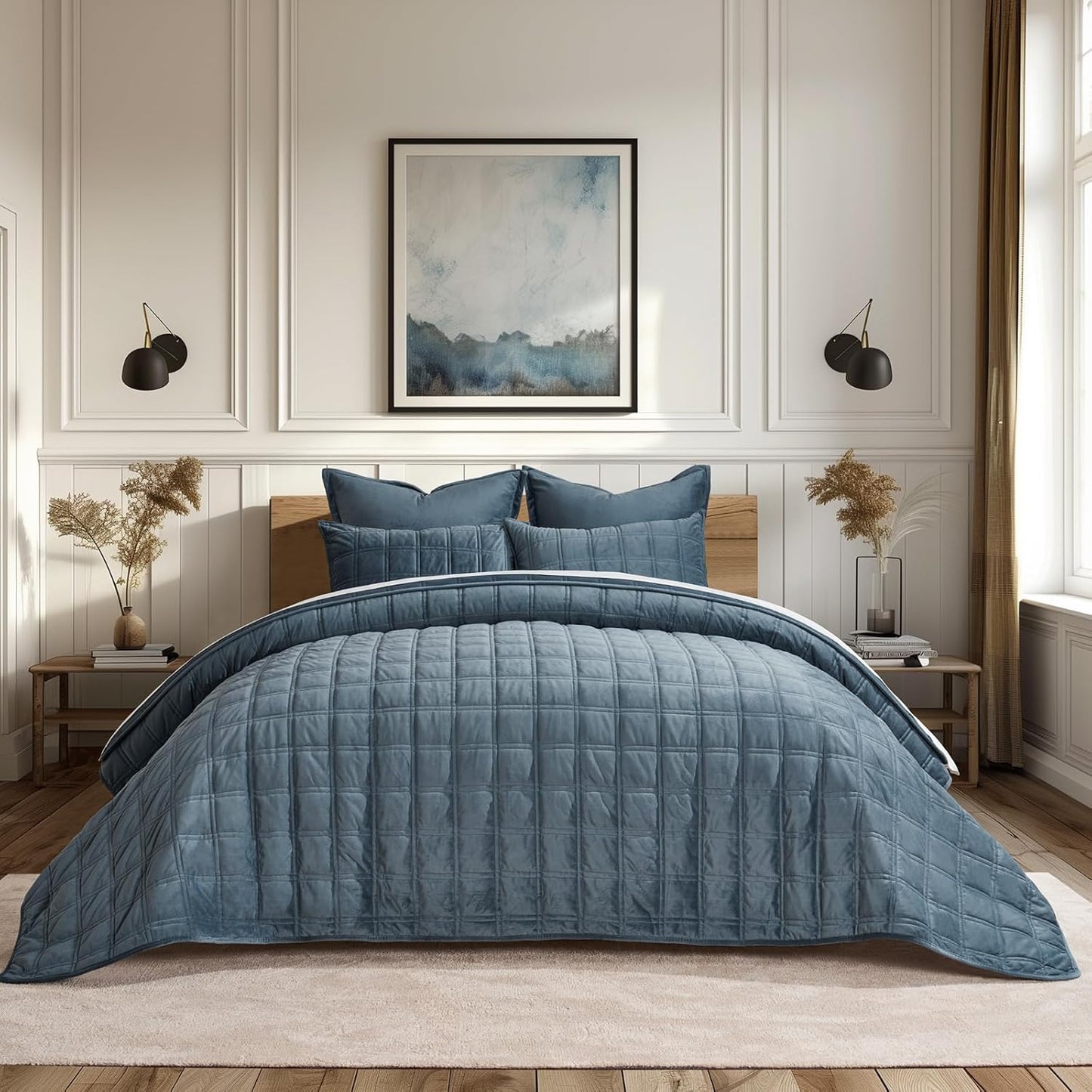 Luxurious Velvet Quilt King Size Set by EVERGRACE for Comfort