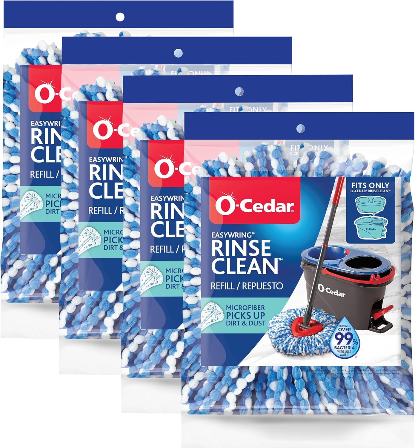 O-Cedar EasyWring RinseClean Refill 4-Pack for Deep Cleaning