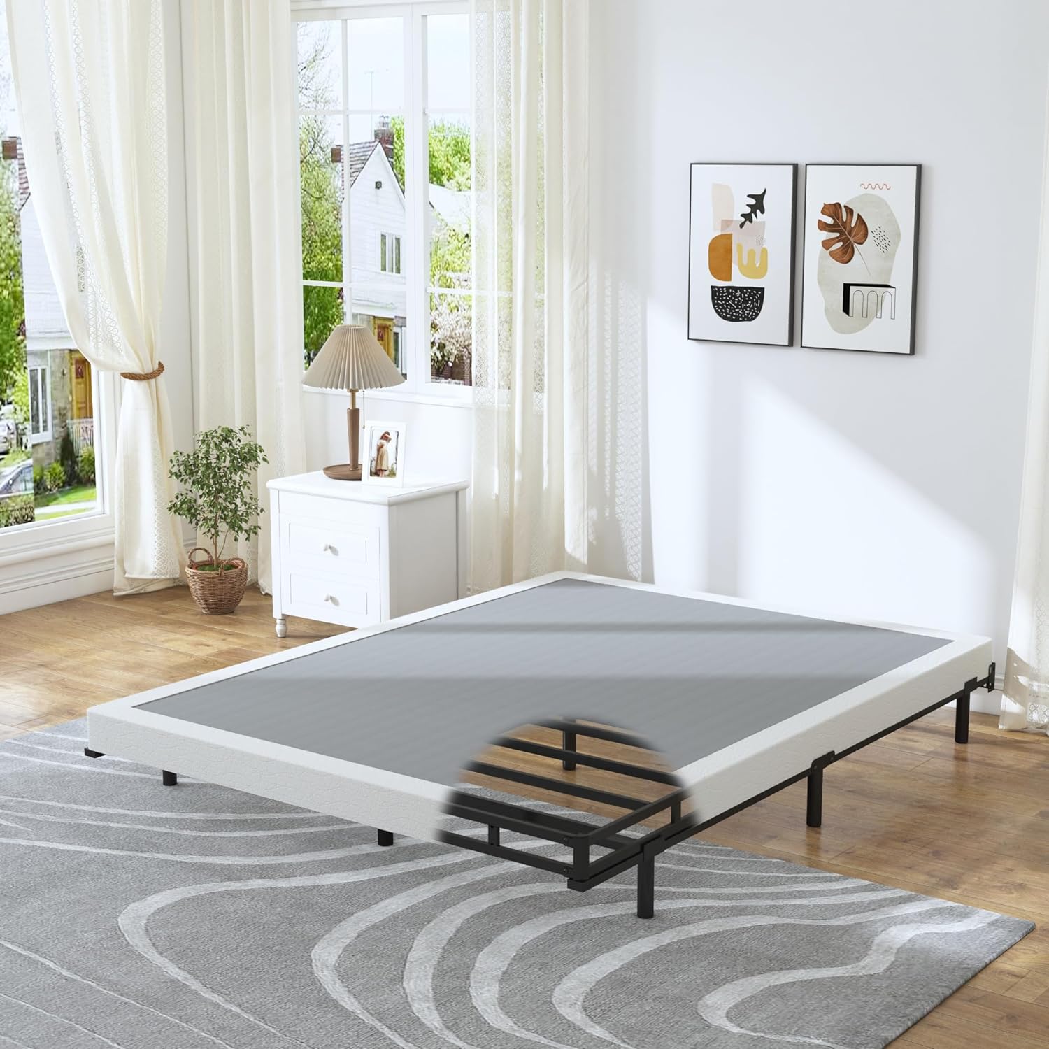 4 Inch Box Spring for Queen Bed Base - Low Profile Design