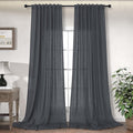 Dark Grey Linen Curtains 108 in Panels - Light Filtering, Energy