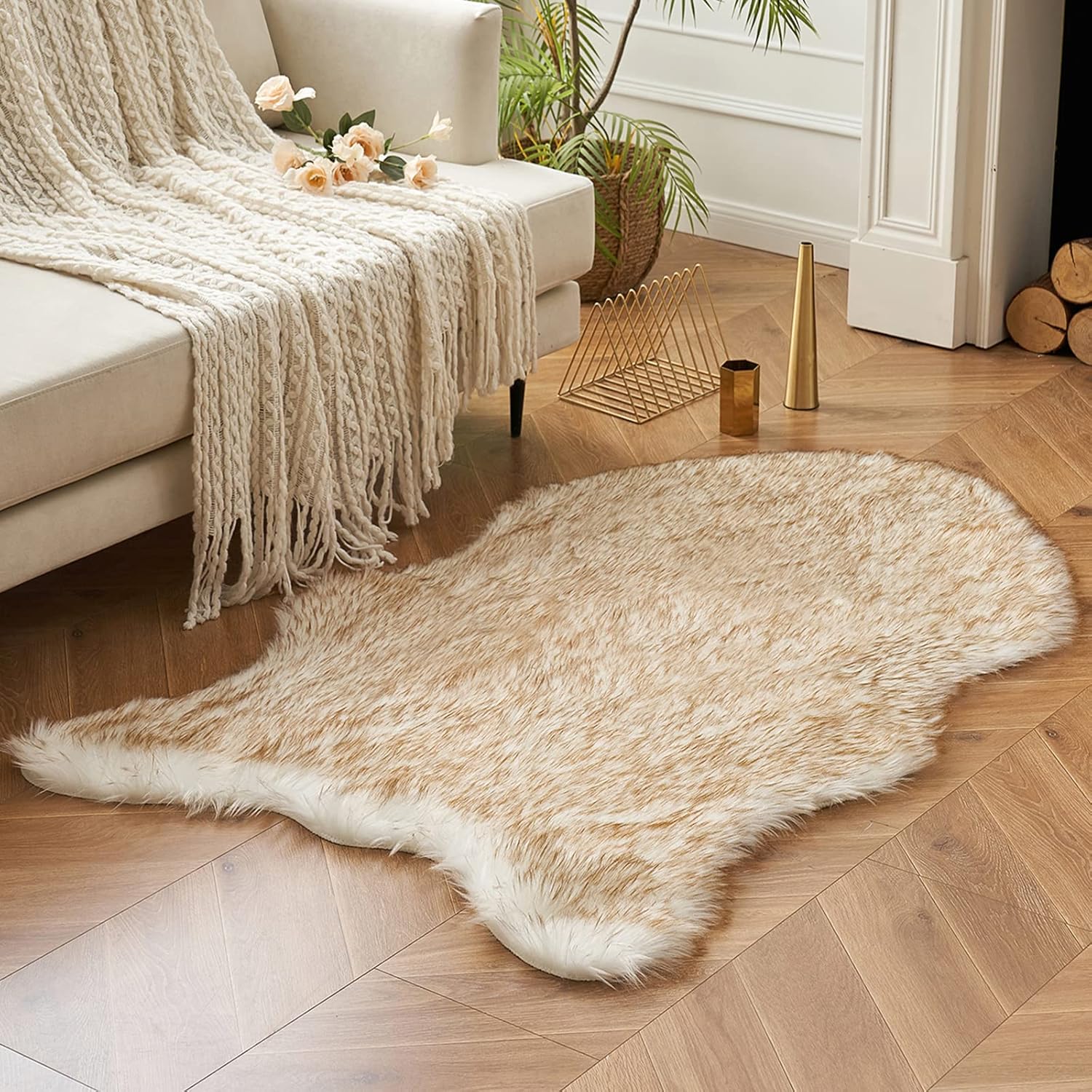 MIULEE 3x5 Feet Faux Fur Sheepskin Rug for Luxury Comfort