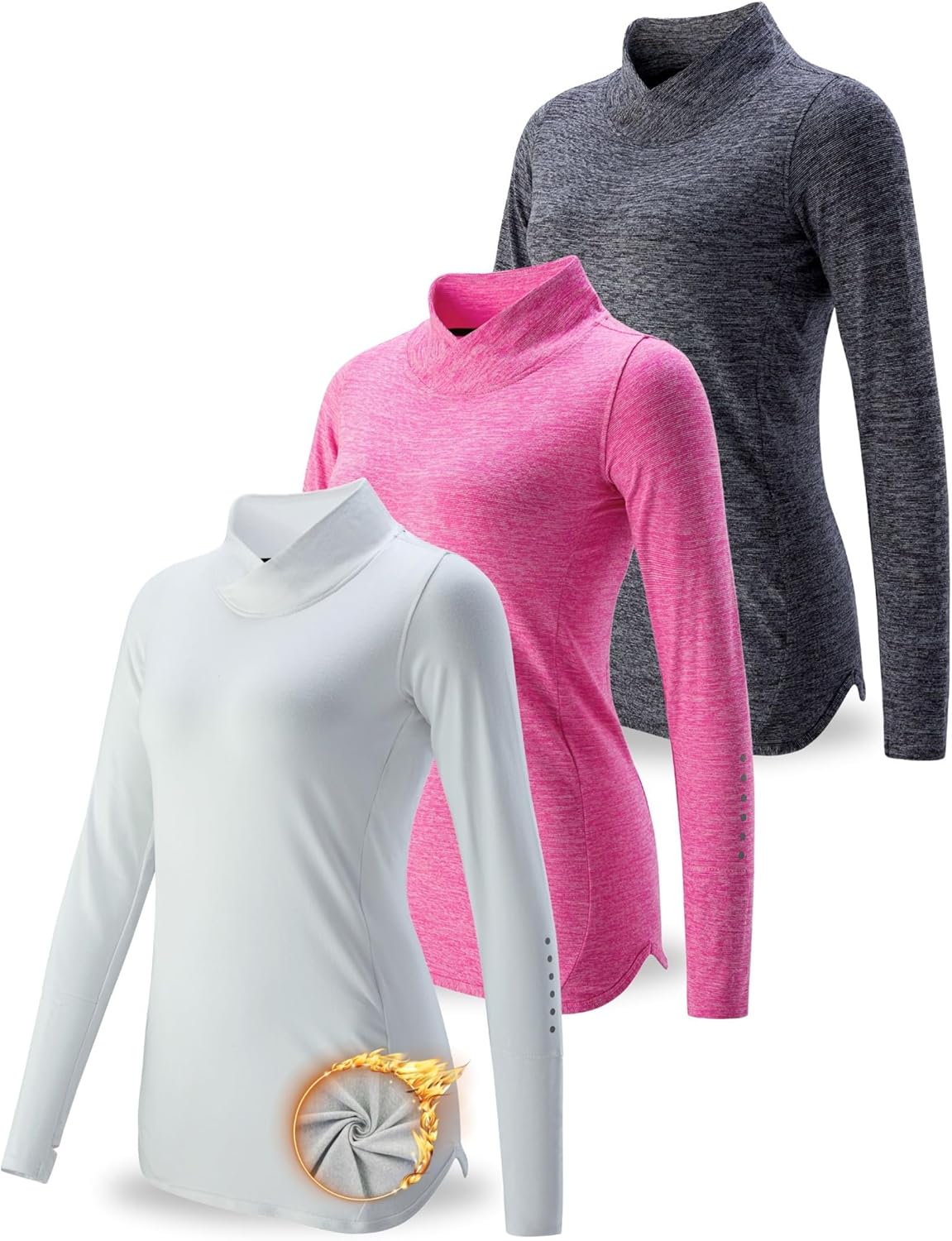 Womens Thermal Micro-Fleece Mock Neck Tops for Cold Weather Gear