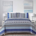 Boho Quilt Set Full Size Blue and White - Lightweight All-Season