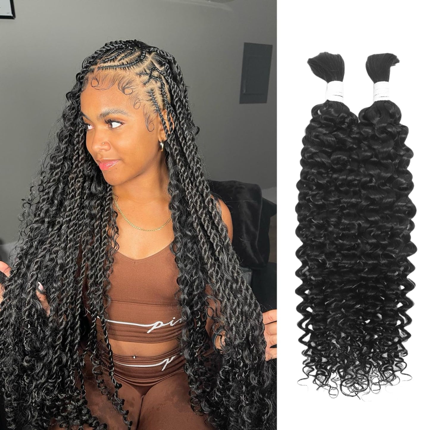 Human Braiding Hair for Boho Braids 22Inch Water Wave Style
