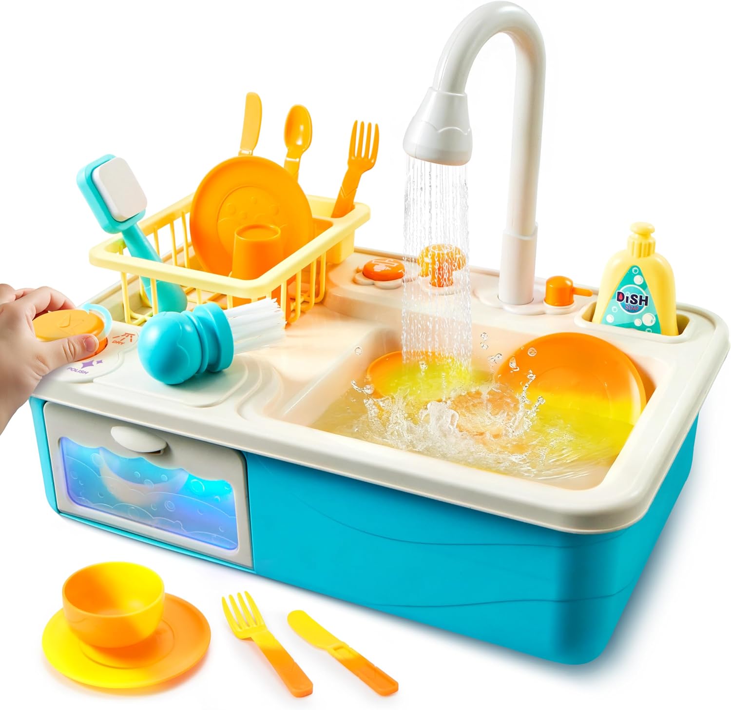Interactive Play Sink with Running Water and Color-Changing Dishes