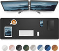 Large Waterproof Desk Pad - Non-Slip PU Leather - Black - 48 x 17