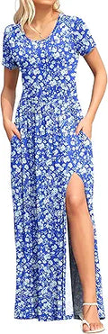 AUSELILY Women Casual Maxi Dresses with Pockets for Summer