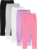 Girls Fleece Lined Leggings 5-Pack - Warm Full Length Winter Pants