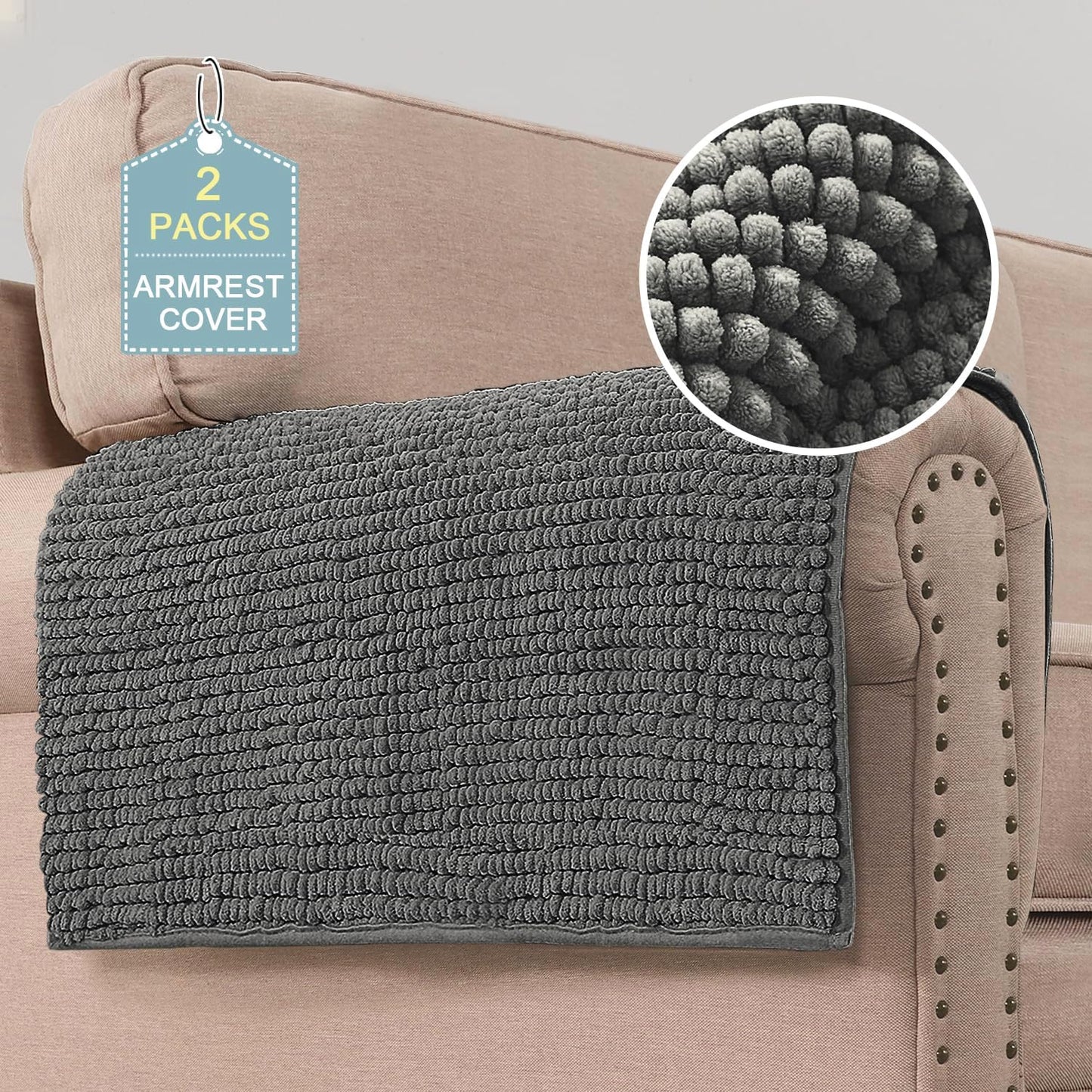 Plush Chenille Couch Armrest Cover for Pets and Furniture