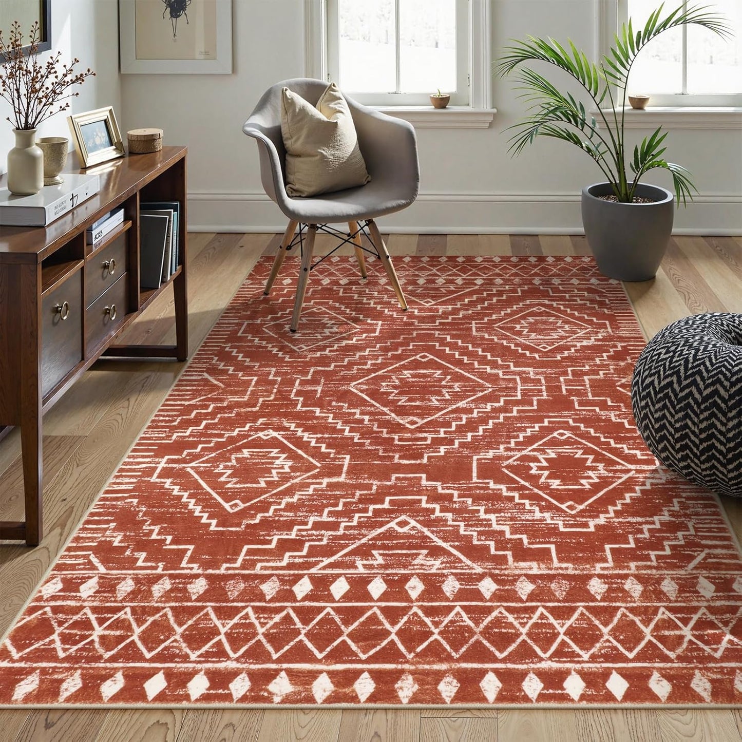 Wonnitar Moroccan 5x7 Area Rug - Soft, Washable, Non-Shedding