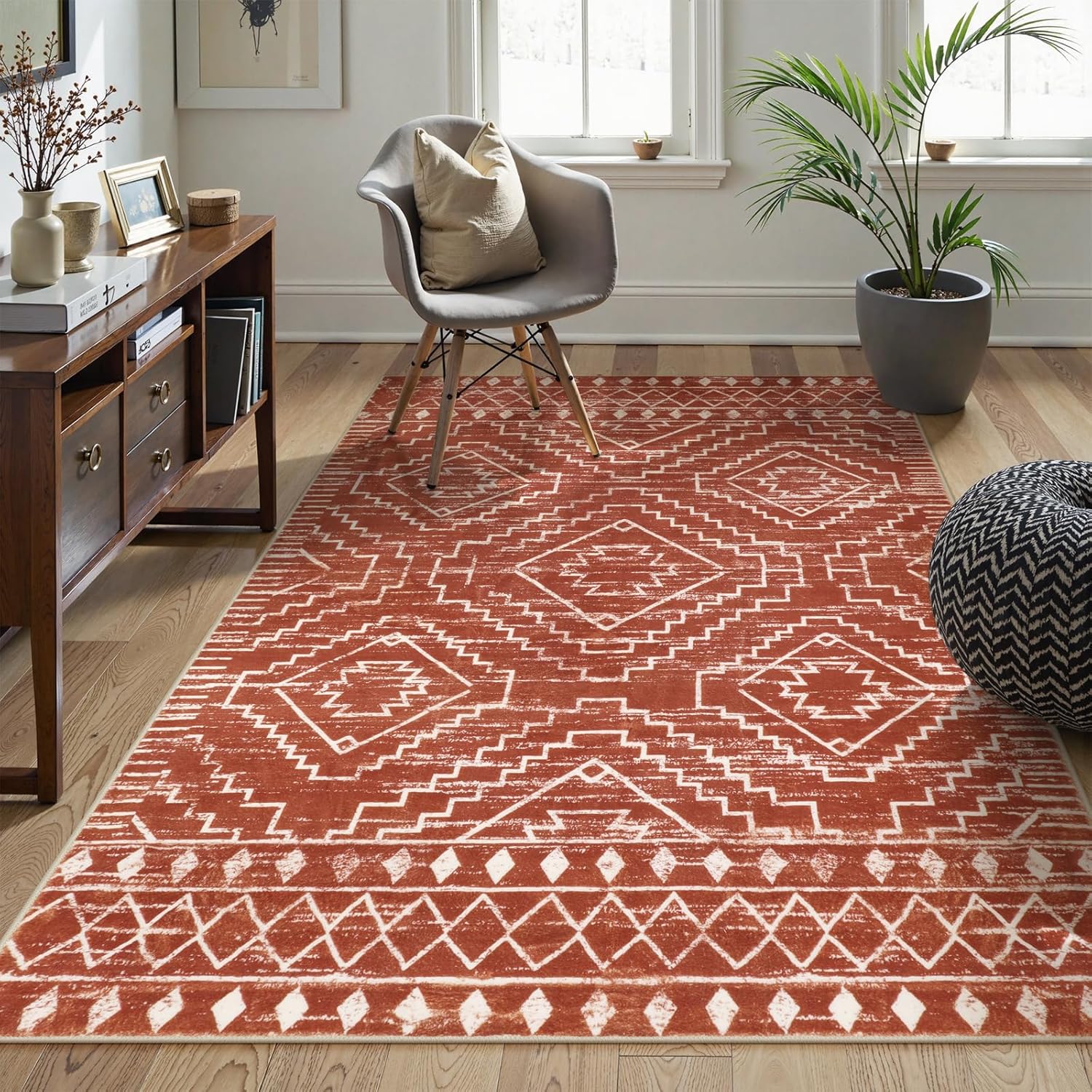 Wonnitar Moroccan 5x7 Area Rug - Soft, Washable, Non-Shedding