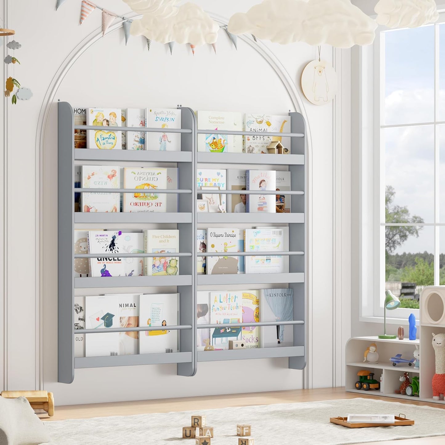Kids Bookshelf Organizer Set of 2 for Toys and Books Storage