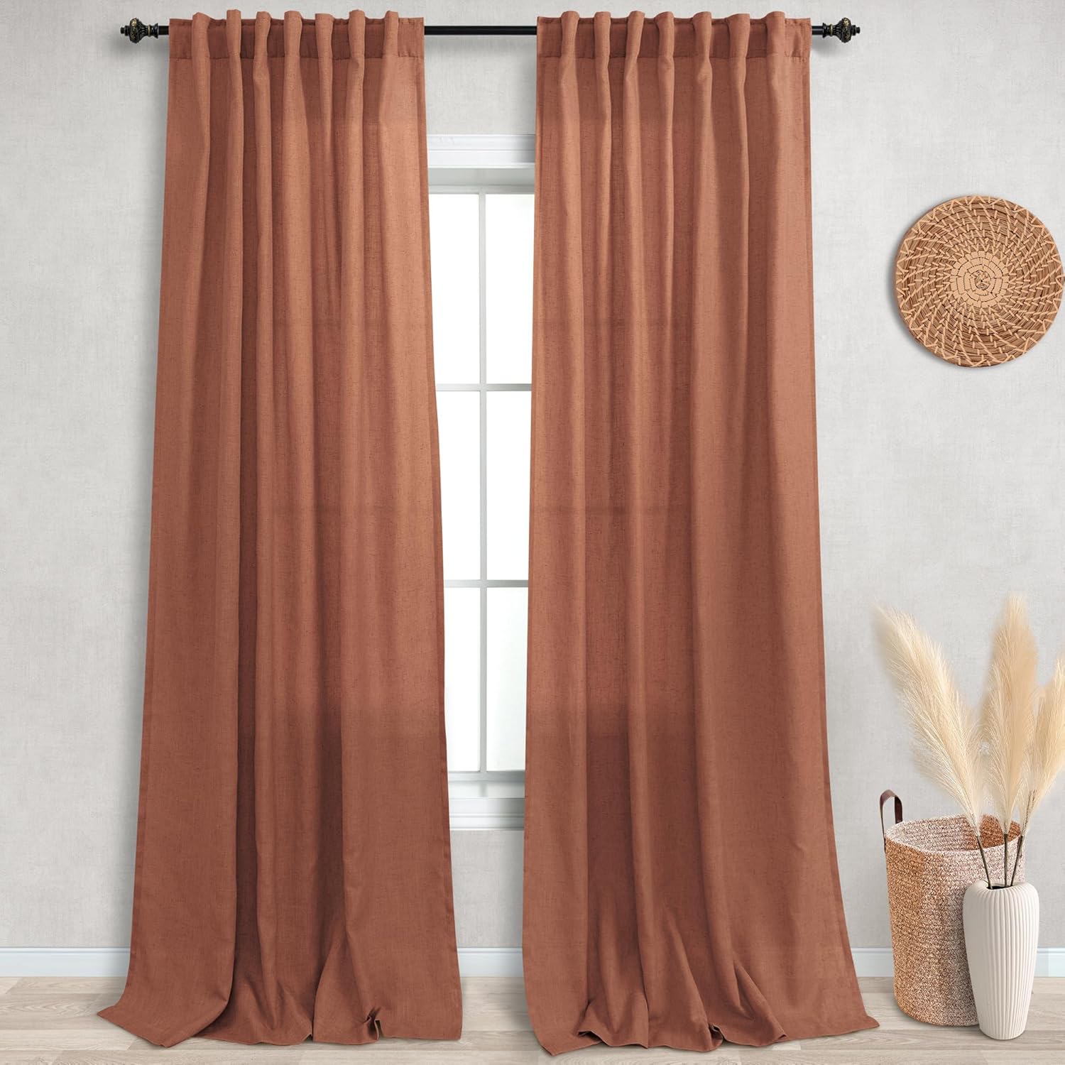 KOUFALL 9FT Curtains for Living Room, Boho Sheer Drapes