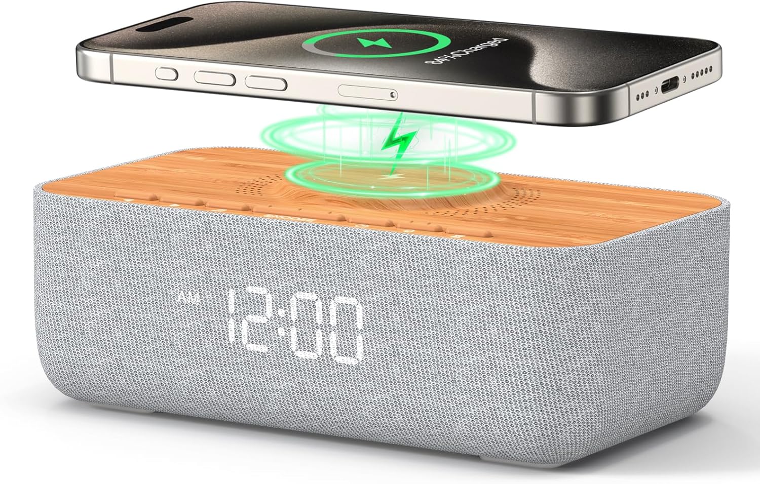 15W Fast Magnetic Wireless Charging Alarm Clock with Sounds