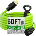50Ft 30 Amp Generator Extension Cord 4 Prong L14-30 - Heavy Duty