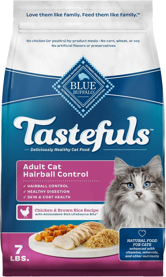 Blue Buffalo Tastefuls Dry Cat Food for Hairball Control 7-lb