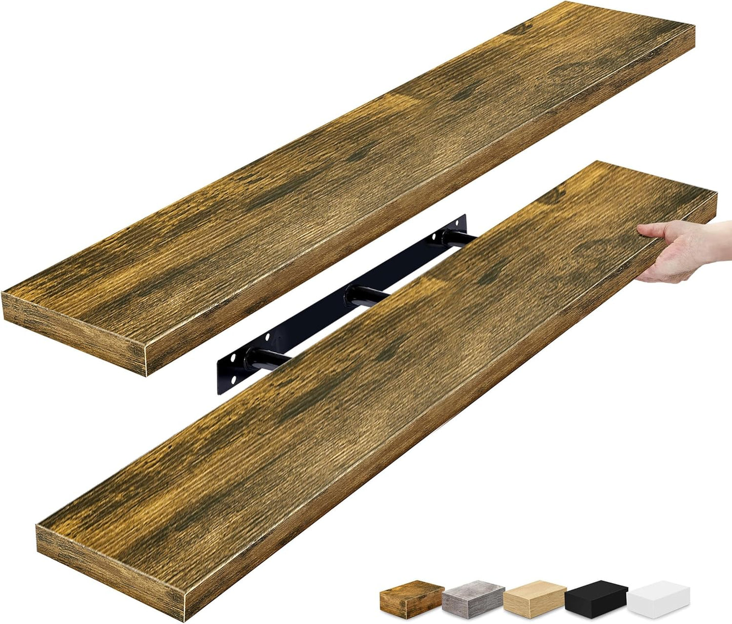 Floating Shelves for Wall - Rustic Brown 48 Inch Storage Solution