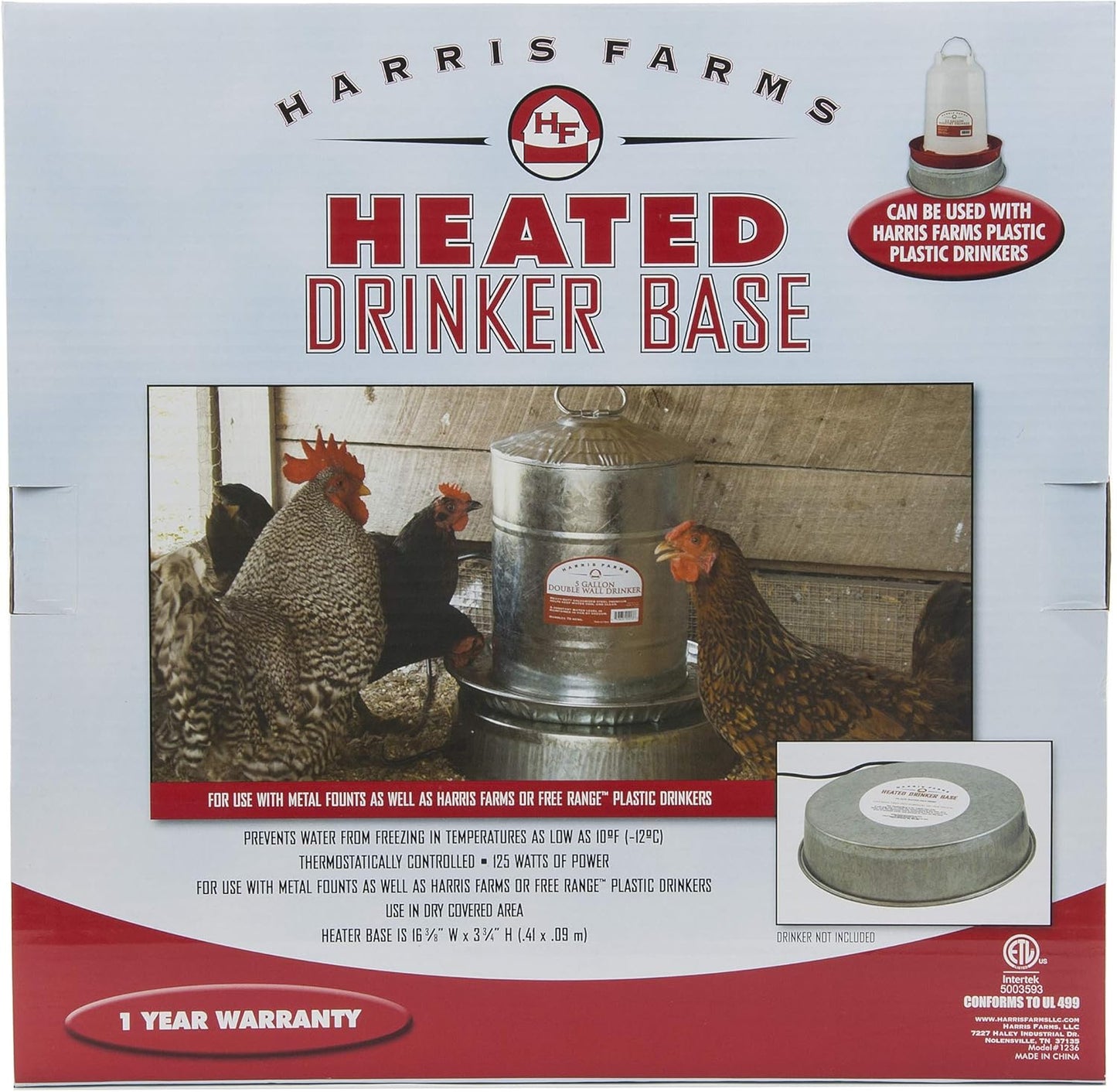 Harris Farms Heated Waterer Base for Happy Chickens