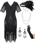 1920s Flapper Dress for Women - Fringed Sequin Gatsby Costume