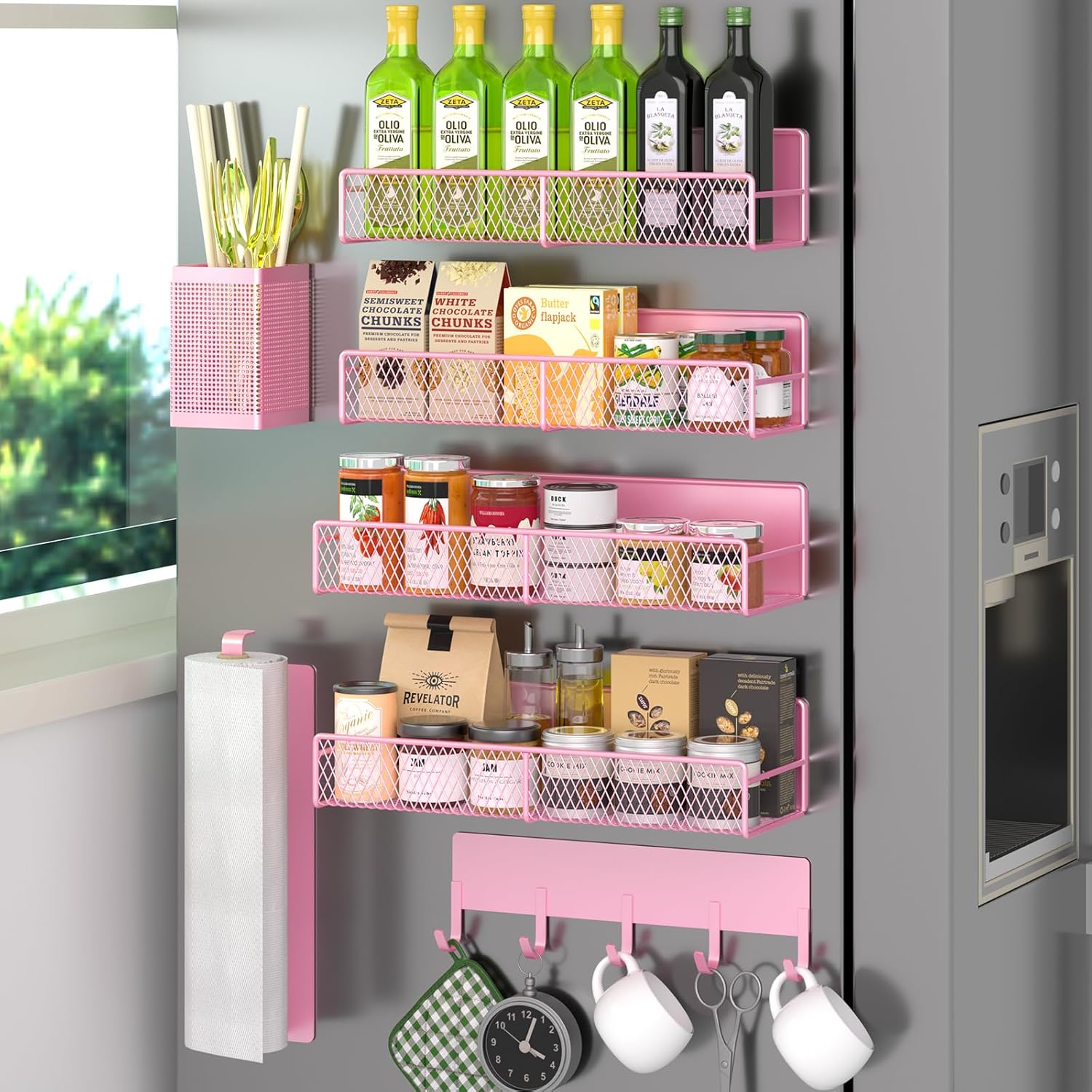 Magnetic Spice Rack for Refrigerator - 7 Pack Kitchen Organizer