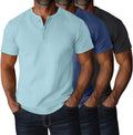 Men's Big and Tall Henley 3 Pack Cotton Blend Tees - Comfortable Fit
