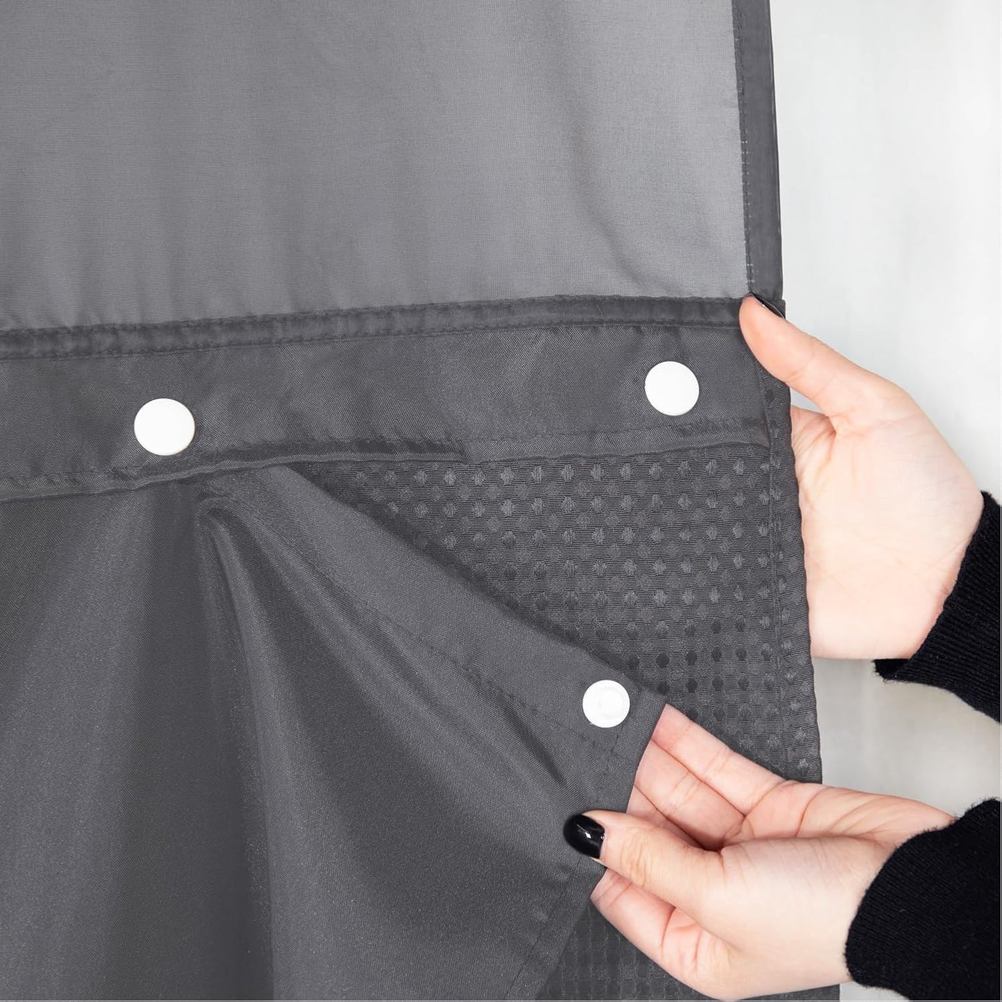 Water-Repellent Shower Curtain Liner - Removable & Machine Washable - Grey