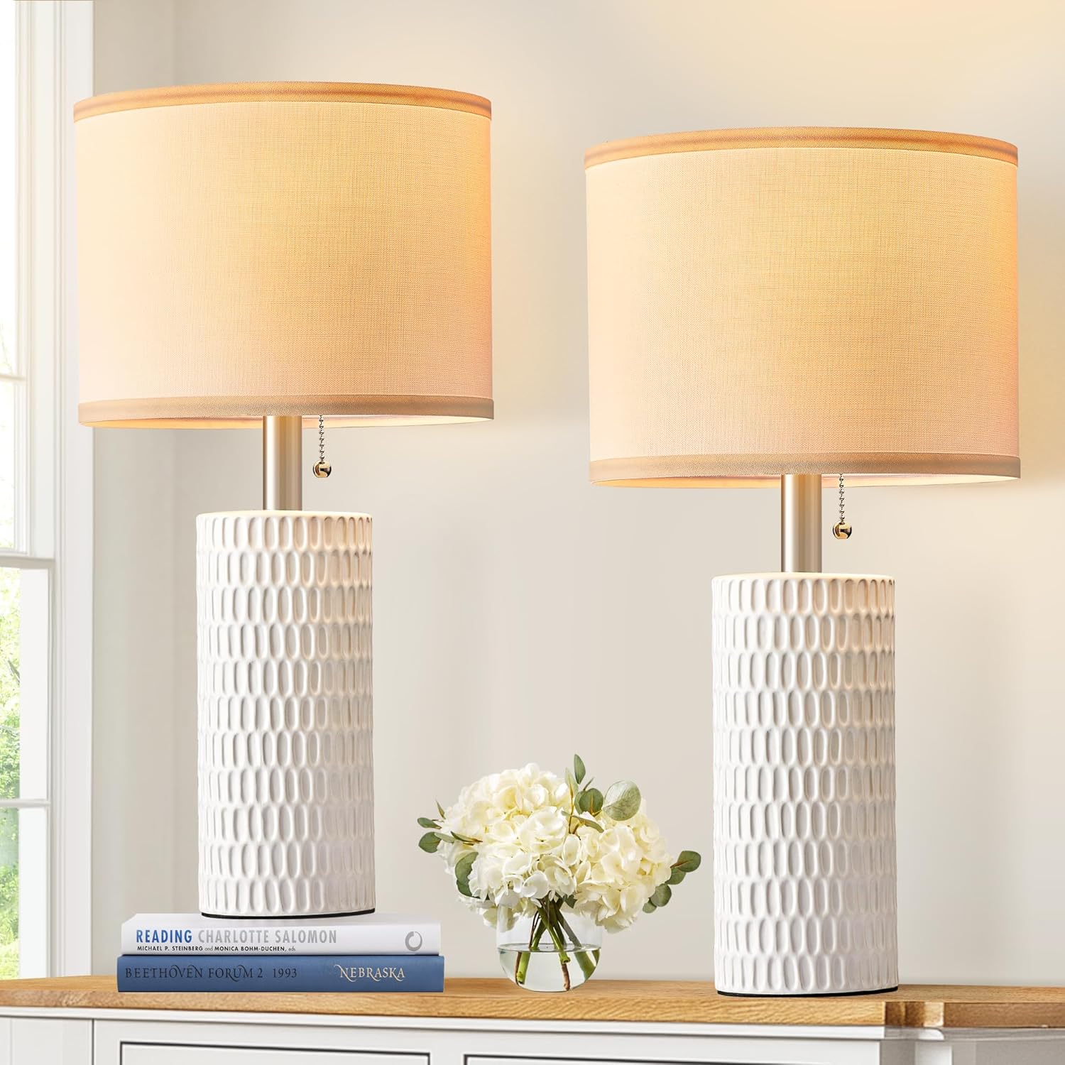 Elegant Ceramic Table Lamps Set of 2 for Living Room & Bedroom