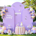 Purple Arch Cover 3 Set - Lavender Spandex Arch Backdrop Covers 6.6ft
